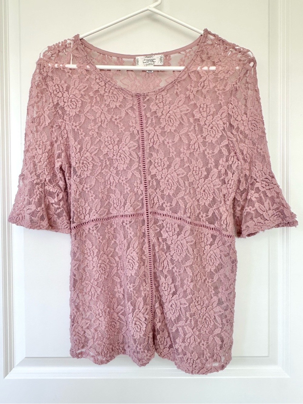 Shannon Ford New York Sheer Lace Bell Sleeve Top